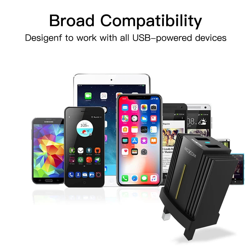 MOXOM USB зарядное устройство для iPhone samsung Xiaomi Mi Быстрая зарядка EU UK вилка