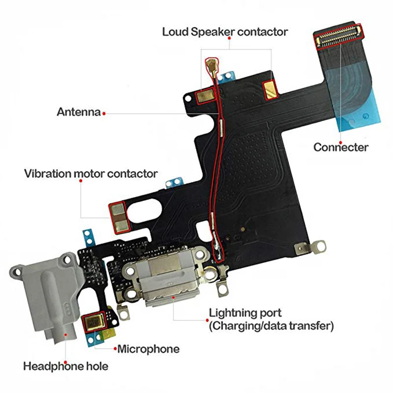 10pcs lot USB Charging port Dock Connector Data Flex Cable With Headphone Jack Flex Ribbon For iPhone 6 6 Plus