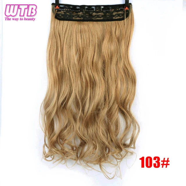 WTB 2" длинные волнистые синтетические волосы на заколках для наращивания, термостойкие волокна, 5 зажимов, одна штука, черные, синие ломбер волосы для наращивания - Цвет: 103
