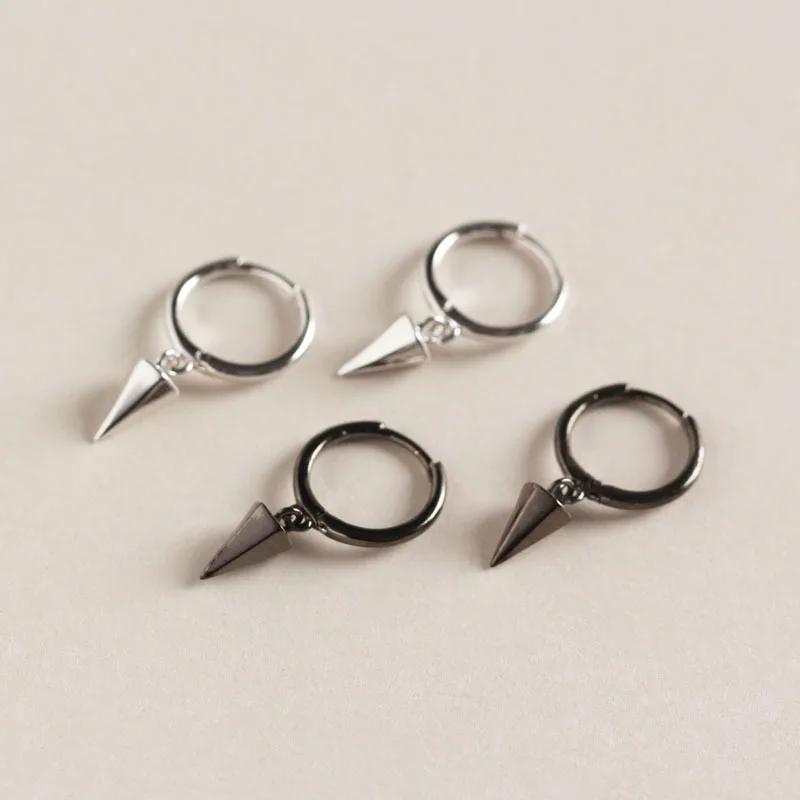 

South Korean Earrings S925 Pure Silver Minimalist Geometric Hexagonal Conical Punk Trendy Ear Nail Earrings