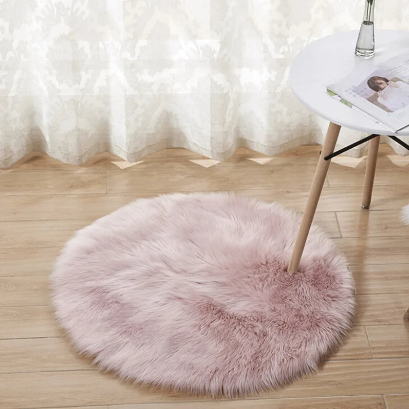buy Soft Faux Fur Wool Living Room Sofa Carpet Plush Carpets Bedroom Cover Mattress Xmas Door Window Round Rugs Carpets