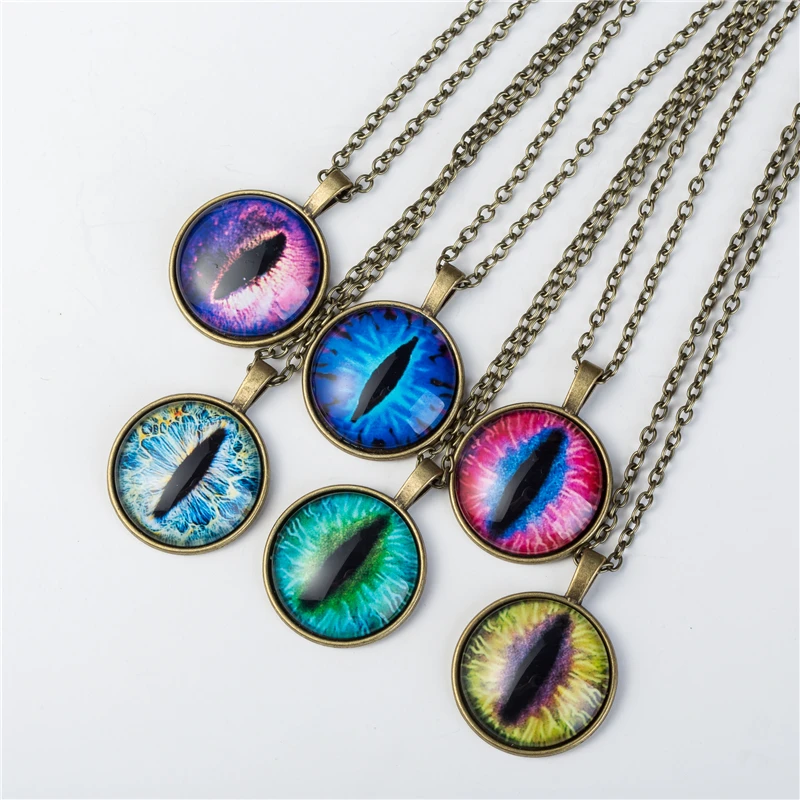 2017 Vintage Jewelry Wholesale Blue Green Cat Eye Necklaces Pendant