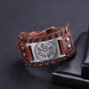 LIKGREAT Viking Tree of Life Sun Wheel Charm Bracelet Male Pagan Talisman Wristband Cuff Bangle Wide Leather Bracelet for Men ► Photo 3/6