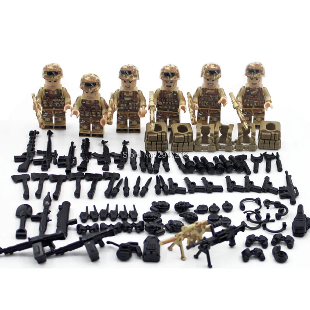 

compatible LegoINGlys military WW2 army Special forces soldier Landing fight Building Blocks mini weapon guns figures brick toys