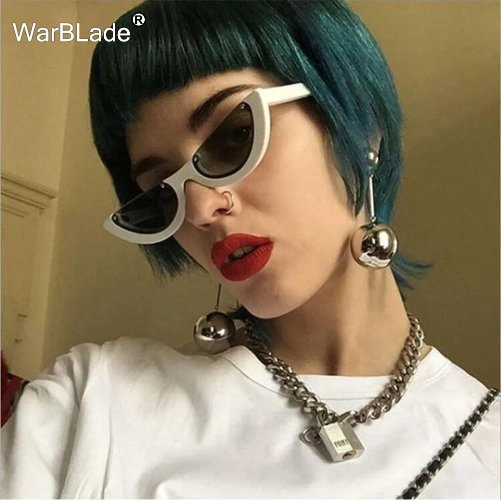 

10 Colors Fashion Ladies Cat Eye Sunglasses Brand Designer Vintage Women Clear Lens Eyewear UV400 Oculos de sol WarBLade