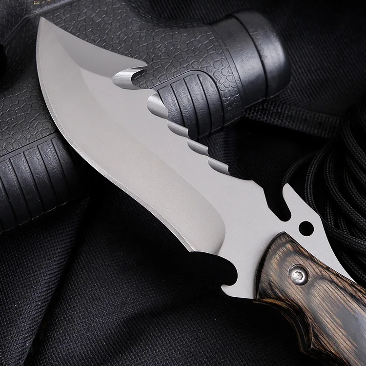 

9" Outdoor Camping Fixed Blade Knife 440c Stainless Steel Blade Tactical Hunting Karambit Tactical Titanium Survival Knives