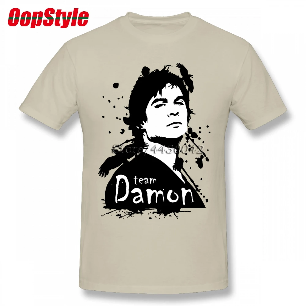 

Damon Salvatore The Vampire Diaries T-shirt For Men Short Sleeve Cotton Plus Size Custom Tee