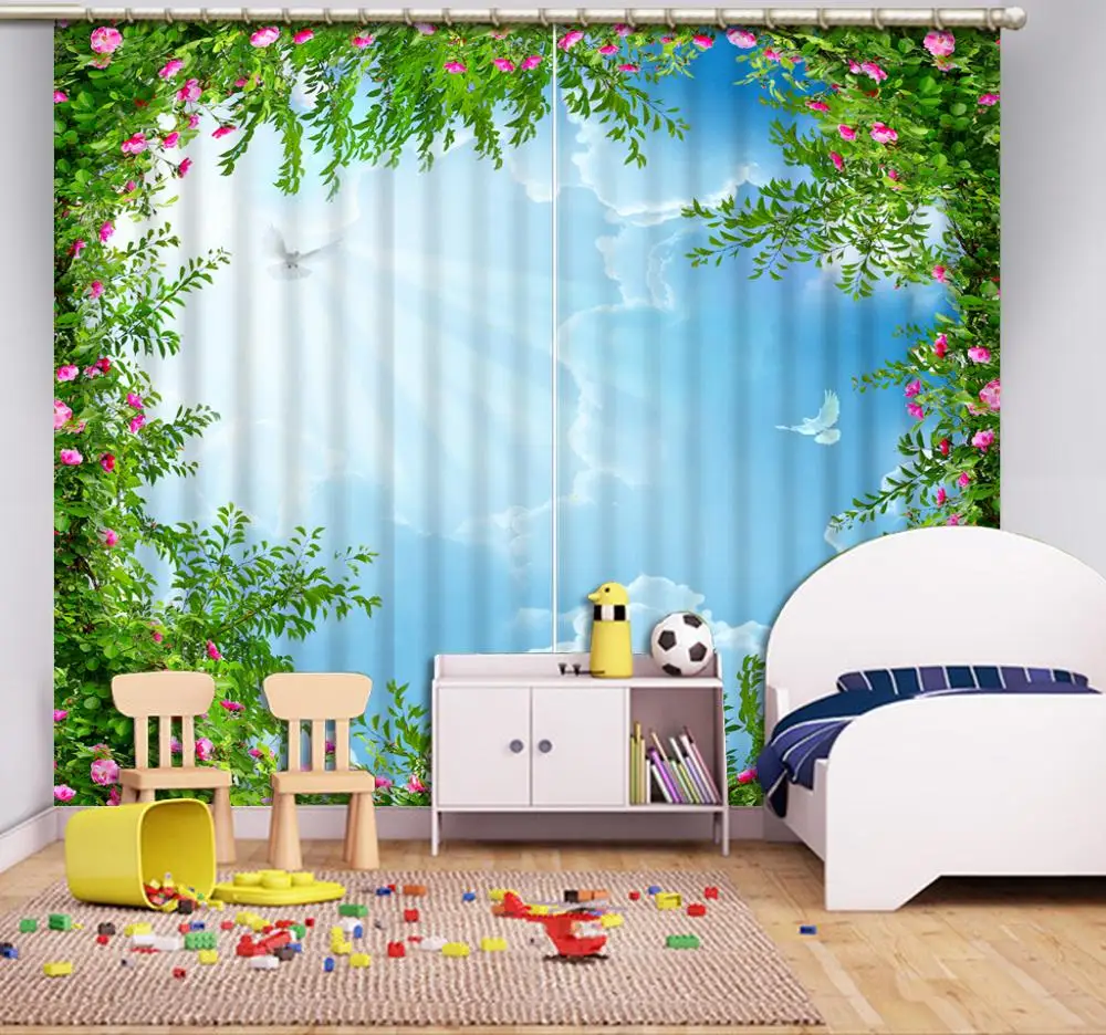 

custom Blue sky dove 3D curtains home window photo Decoration home curtains modern eyelet curtains
