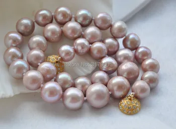 

AA++ 12mm ROUND PURPLE FRESHWATER PEARL NECKLACE 17inch