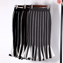 Осень Зима Новая высокая Талия русалка юбка женский эластичный пояс трикотажные юбки женские s Faldas Mujer миди юбка
