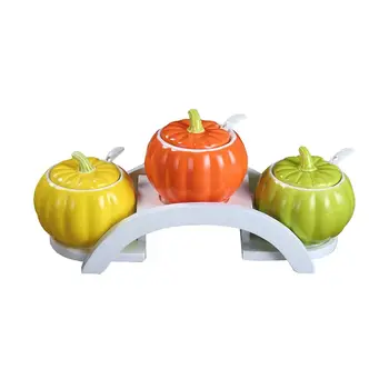 

Kitchenware Creative Pumpkin Chilli Ceramic Condiment Cans Set Salt Condiment Bottles mason glass jars and lids sugar jar