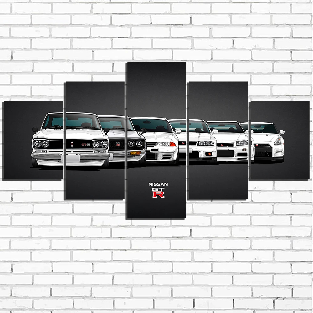 Kaufen 5 stück Leinwand Malerei Nissan Skyline GTR Auto Poster Malerei Wand Kunst Wohnkultur