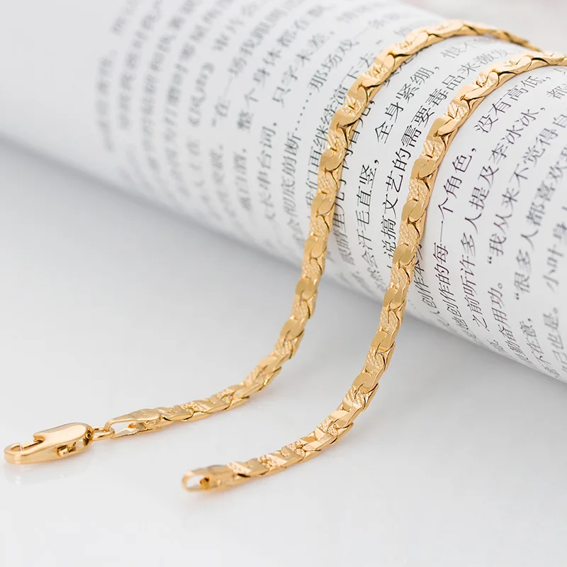 Fashion python pattern flat necklace plated gold filled