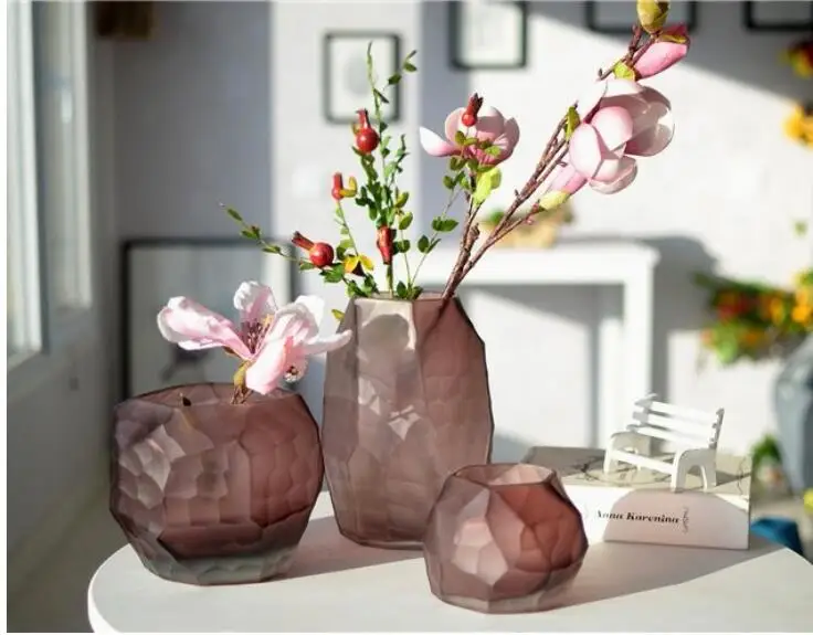 Современная Минималистичная креативная цветная стеклянная ваза ручной работы, украшения для дома, цветочные композиции, подарок