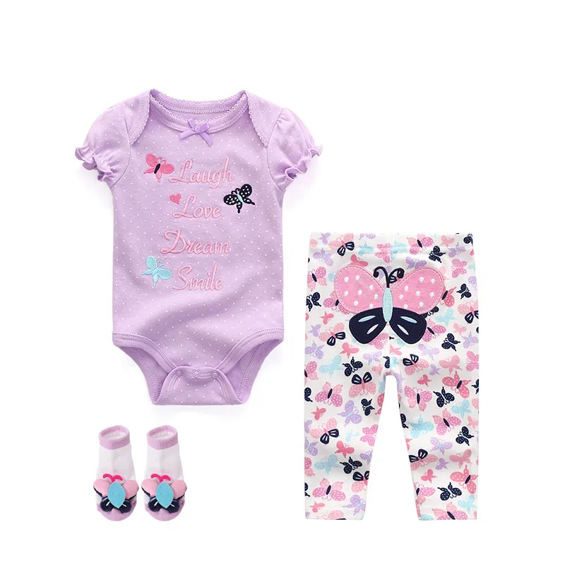 

Newborn Baby girl rompers Short Pants Hat Headband 3pcs Outfits Sets Casual Clothes Toddler Infant Boys Child Clothing Suits