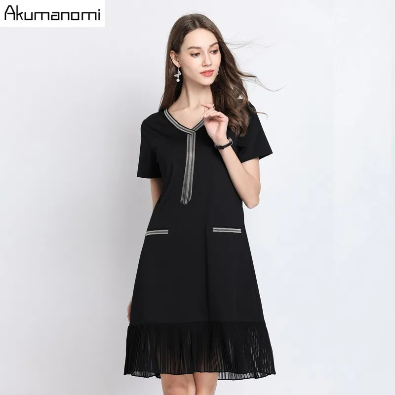 

Summer Dress Women 2019 Plus Size Beading Tassel V-neck Short Sleeve Draped Party Dress Free Shipping Vestidos De Verano Robe