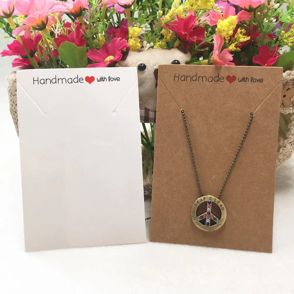 11.4*7.5cm Kraft paper handmade with love Necklace Packaging Cards