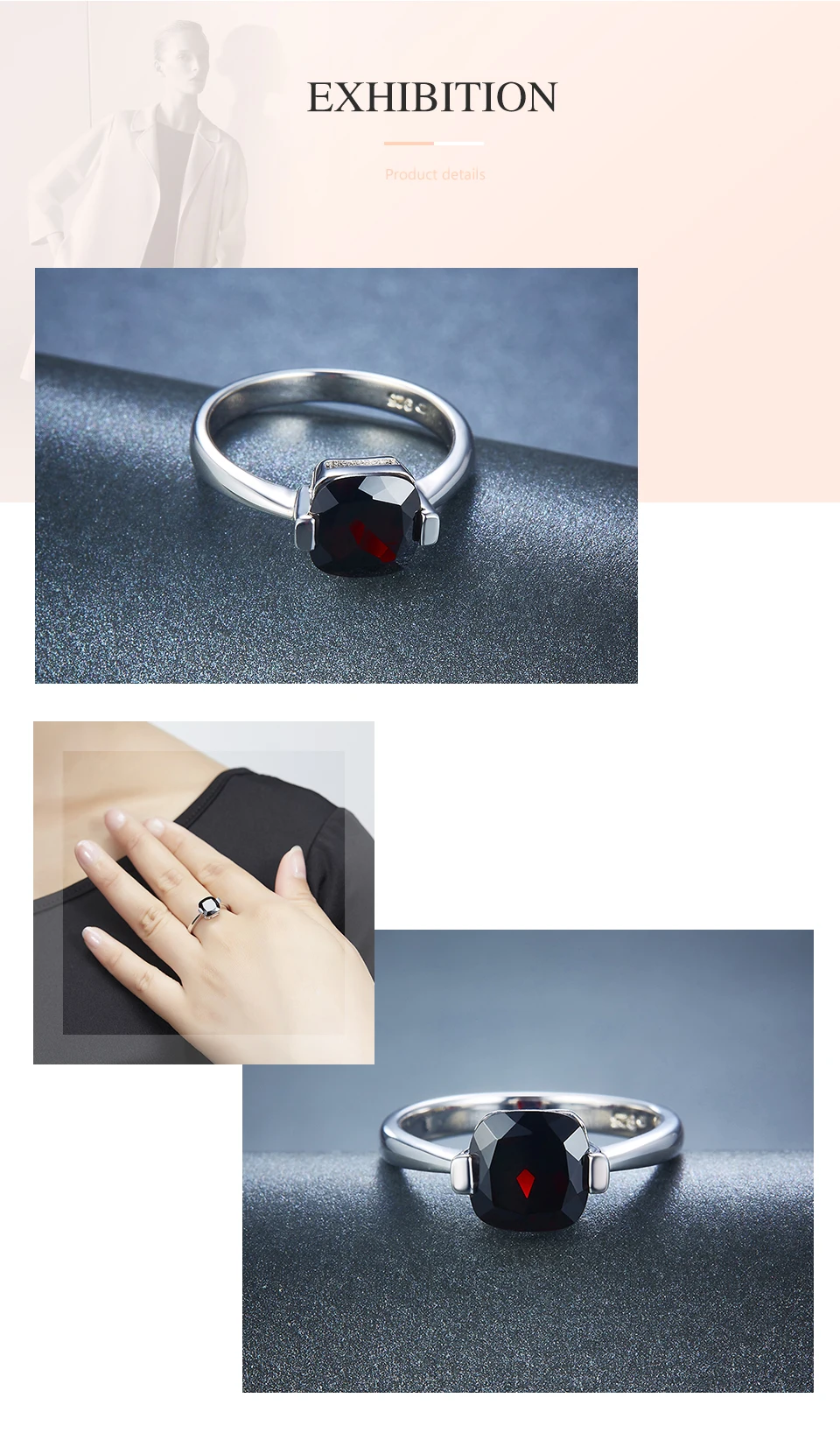 Hutang обручальное кольцо 3.1Ct тайна Черный гранат Твердое Серебро 925 пробы натуральный драгоценный камень для женщин изящный Модный Ювелирный камень