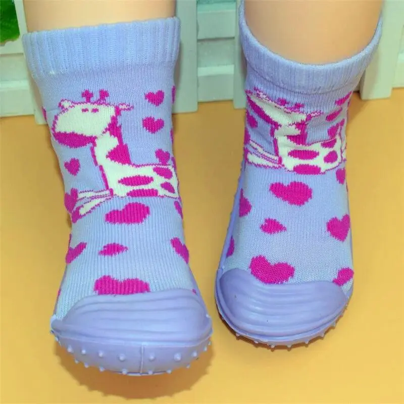 KiDaDndy/детские дышащие носки с резиновой подошвой для маленьких мальчиков и девочек; нескользящая Мягкая подошва; обувь для малышей; YD397