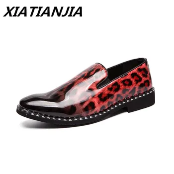 

2019 Summer Fashion Brogue Leopard Banquet Men Wedding Shoes Loafers Moccasins Leather Shoes Men Dress Sneakers Chaussure Homme