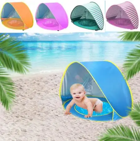 

Portable Children's Beach Tent!Pop up Automatic Free Build Kids' Beach Tent Pool Baby UV50+ Protection 120X70X80CM