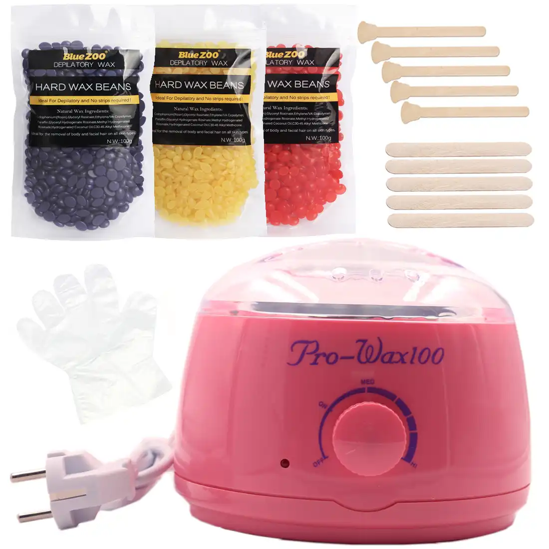 Red Wax Machine Hard Wax Beans Body Waxing Hair Removal Set 3 Bags
