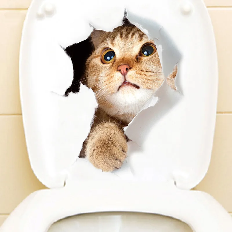 

Cartoon Animal 3d Toilet Stickers on The Toilet Seat Cute Cats PVC Wall Sticker Bathroom Refrigerator Door Decor Stickers Decals