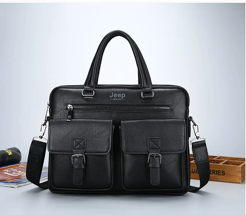 ZYJ Men Business Travel Leather Laptop Briefcase Male Bags Causal Sling Messenger Shoulder Portfolio Briefcase Bag Handbag Bolsa (19)