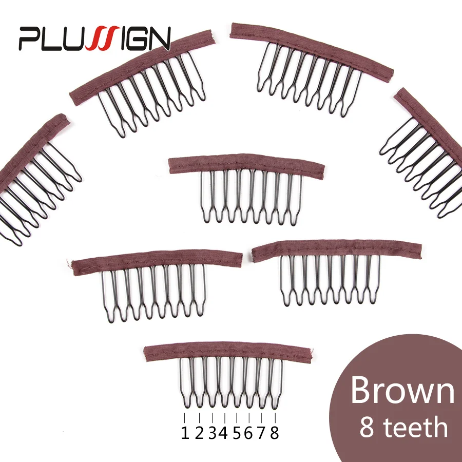 Stainless Steel Wig Combs For Wig Caps 12Pcs/Lot Factory Supply Wig Clips For Hair Extensions Best Clips For Wigs Big 8 Theeth