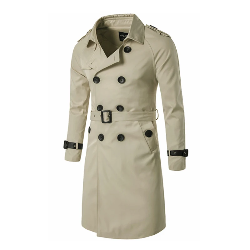 

Men's Trench Coats 2018 Brand Fashion Long Double Breasted Windbreaker Business Men Windbreaker Black Jacket Casual Overcoat 3XL