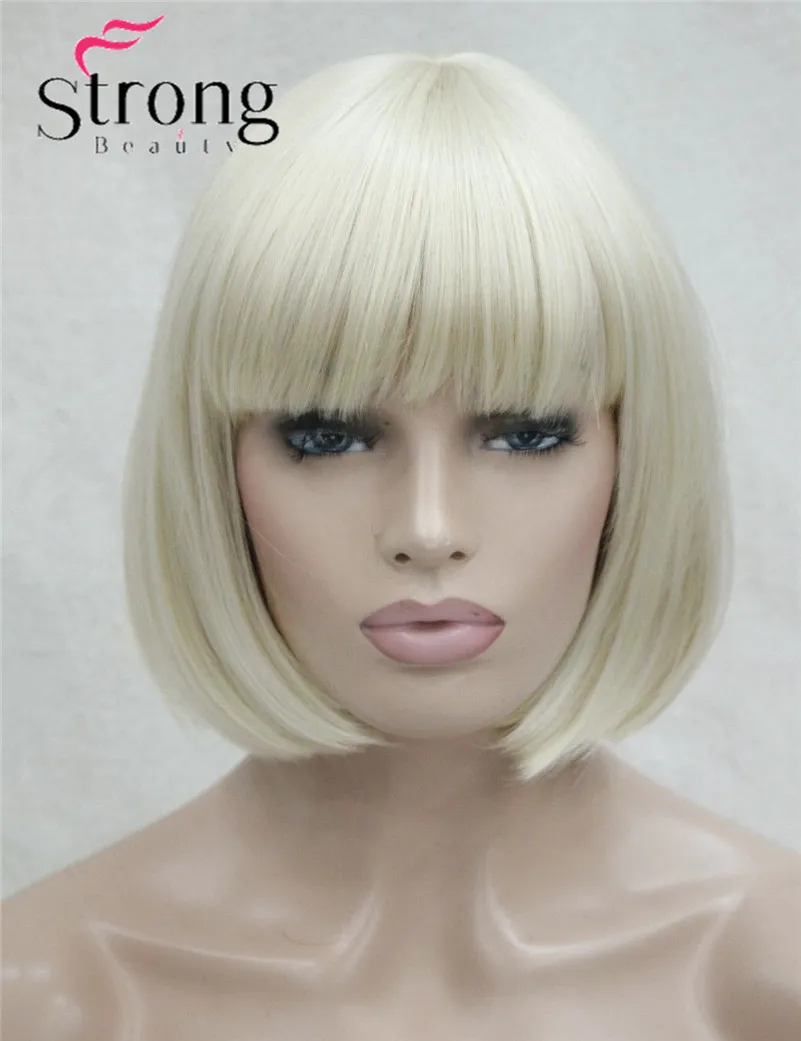 TR-5339 #613 hivision heat resistant cute pale blonde central dot skin top synthetic bob wig (1)