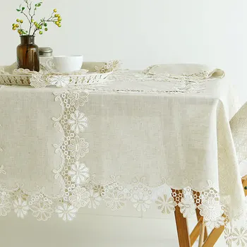 

Europe embroidered tablecloth table dining table cover table cloth Hemp cotton lace coffee table TV cabinet cover towel
