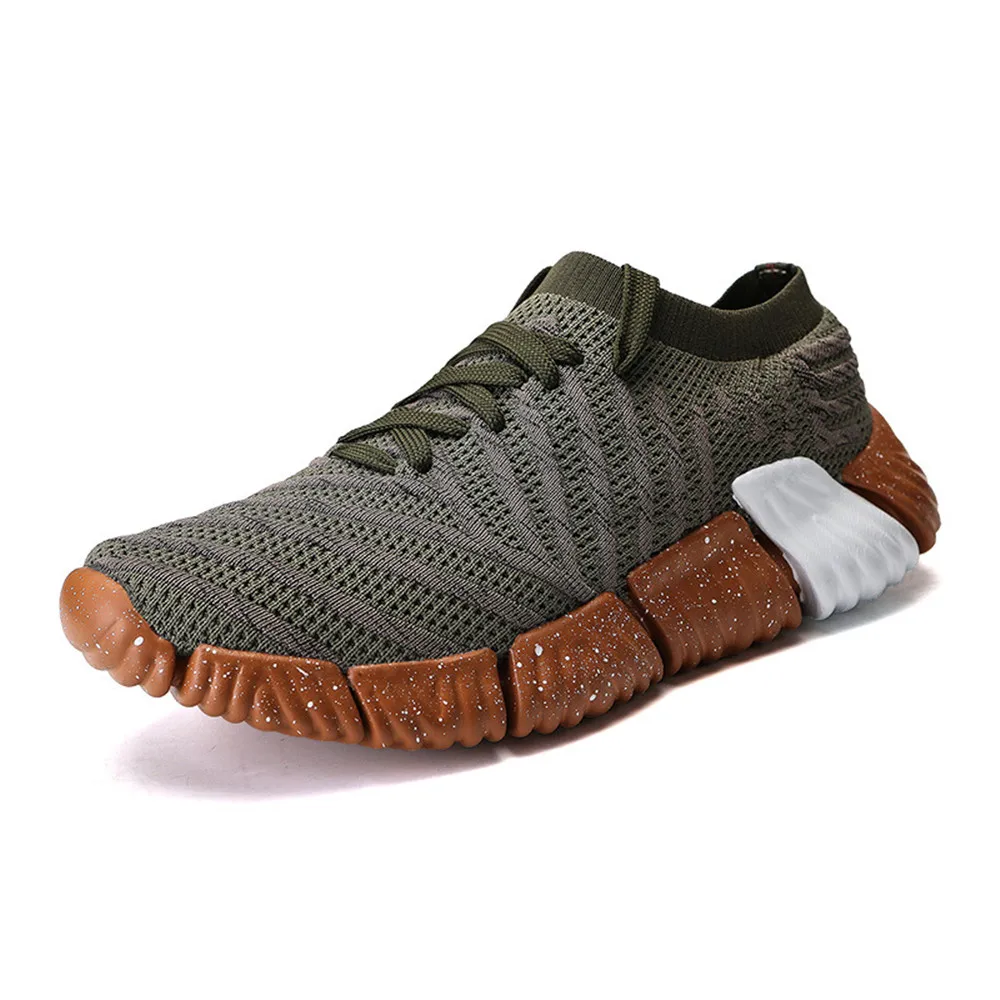 

New Arrival Fashion Men shoes Flyknit Mesh Breathable Casual shoes Soft Comfortable Outdoor Sneakers Male Sport shoes 02A