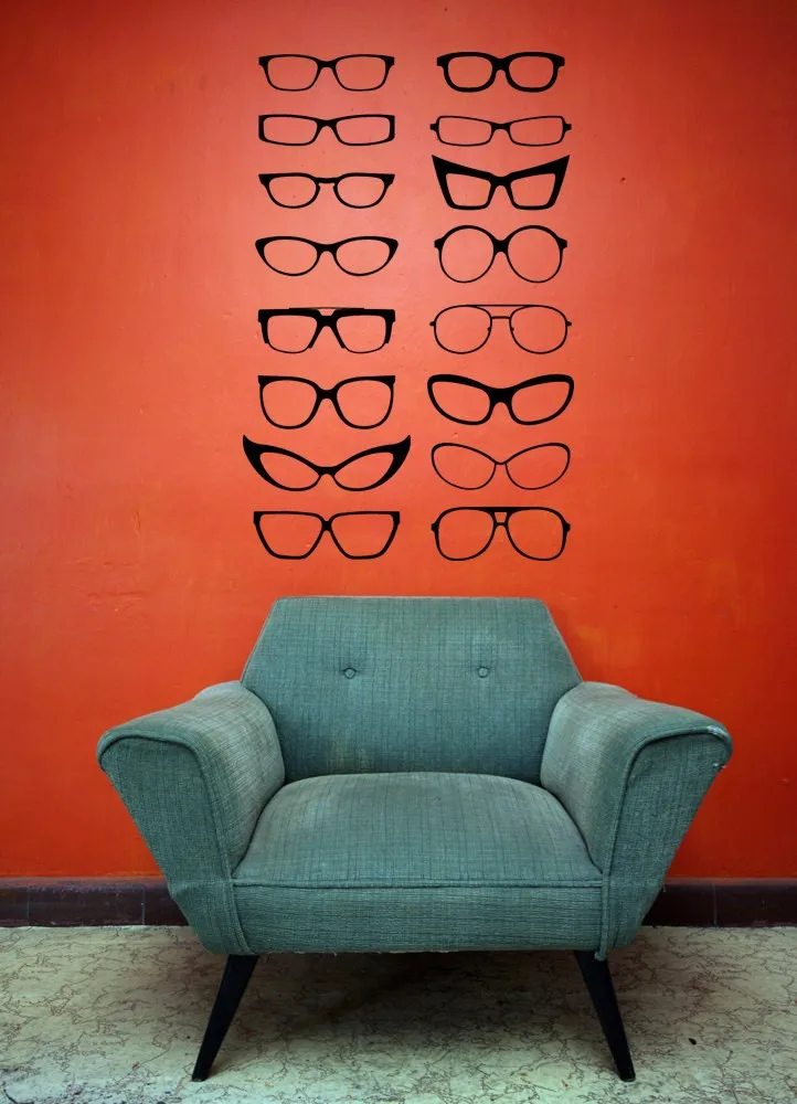 lots of glasses wall stickers for living room bedroom decoration optical shop wall poster murals vinyl stickers decor art s709 - Shop Bedroom Decor lots of glasses wall stickers for living room bedroom decoration optical shop wall poster murals vinyl stickers decor art s709 - Shop Bedroom Decor