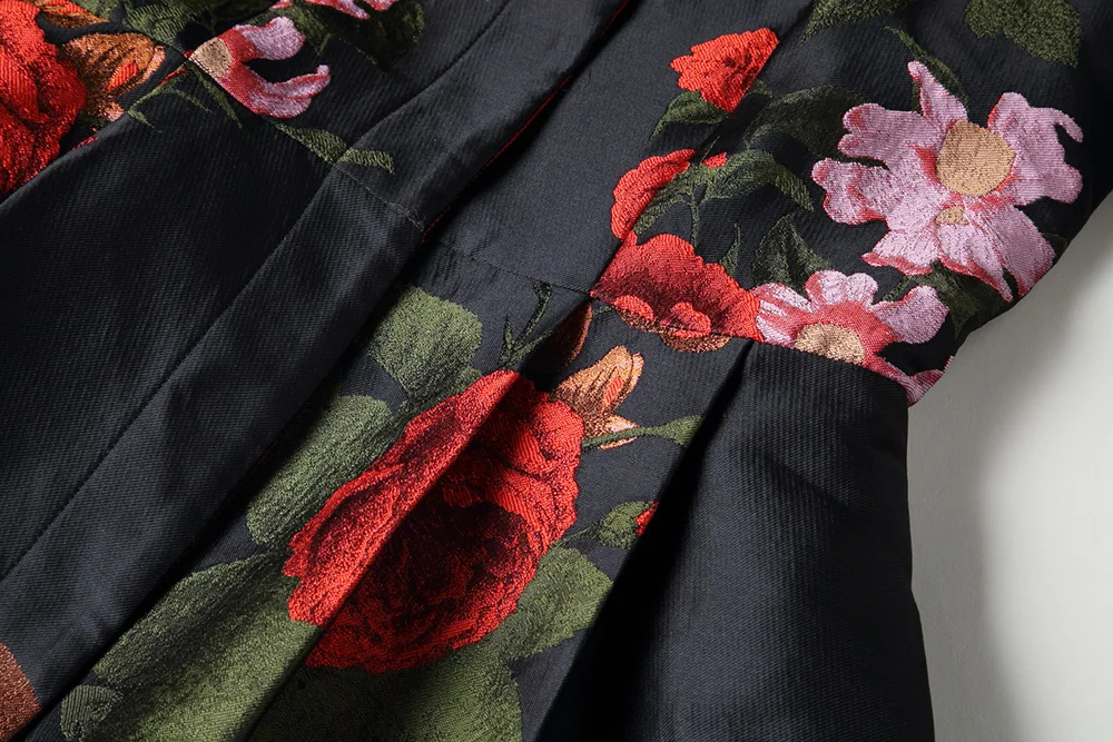 Осень весна мода размера плюс офис леди Толстая Туника Тренч роскошный принт тонкий женский жаккард X-long пальто B1138