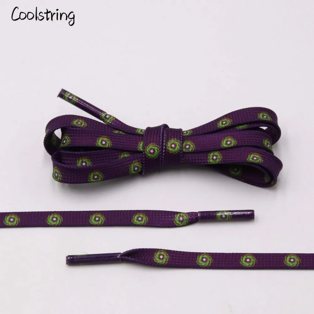 Coolstring Sublimated Printed Purple Shoelaces With Prints Green Hurricane Laces For Sneakers Shoes Boots Lanyard Accessories