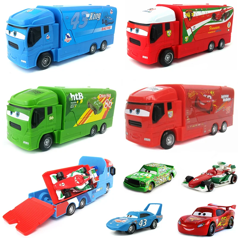 

2Pcs/Set Disney Pixar Cars Lightning McQueen Jackson Storm Chick Hicks Mack Truck Diecast Model Toy Car Children Christmas Gift