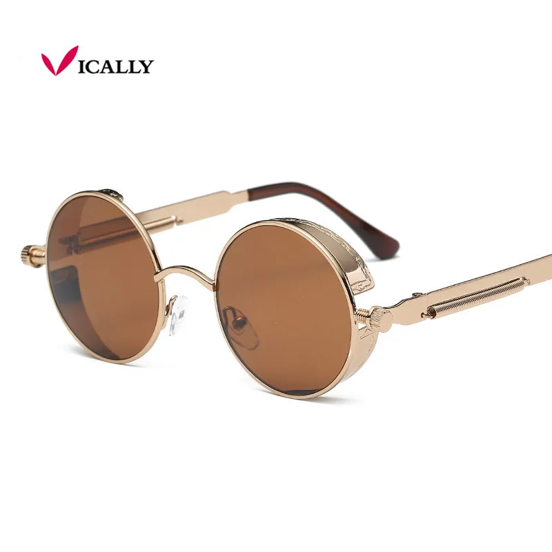 

Brand Designer Gothic Sunglasses POLARIZED Men Steampunk Round Metal Frame Women Sun Glasses Eyewear High Quality UV400