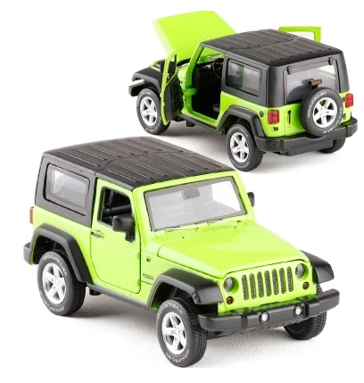 1/32 весы JEEP Wrangler SUV литая модель металлические игрушки для автомобилей с оттяжкой назад звук светильник игрушечных машинках для Детский подарок - Цвет: Зеленый