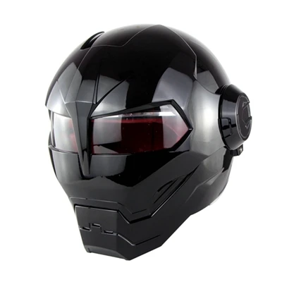 SOMAN Iron Man Motorcycle Helmet Flip up Motorbike Robot Style Helmet Motocross Casco Moto Cross Helm DOT Approval 515 - Цвет: shinning black