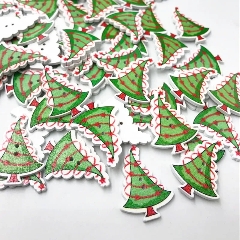 

50pcs Merry Christmas Tree Wood Sewing Buttons Scrapbooking Craft Mix Lots WB561