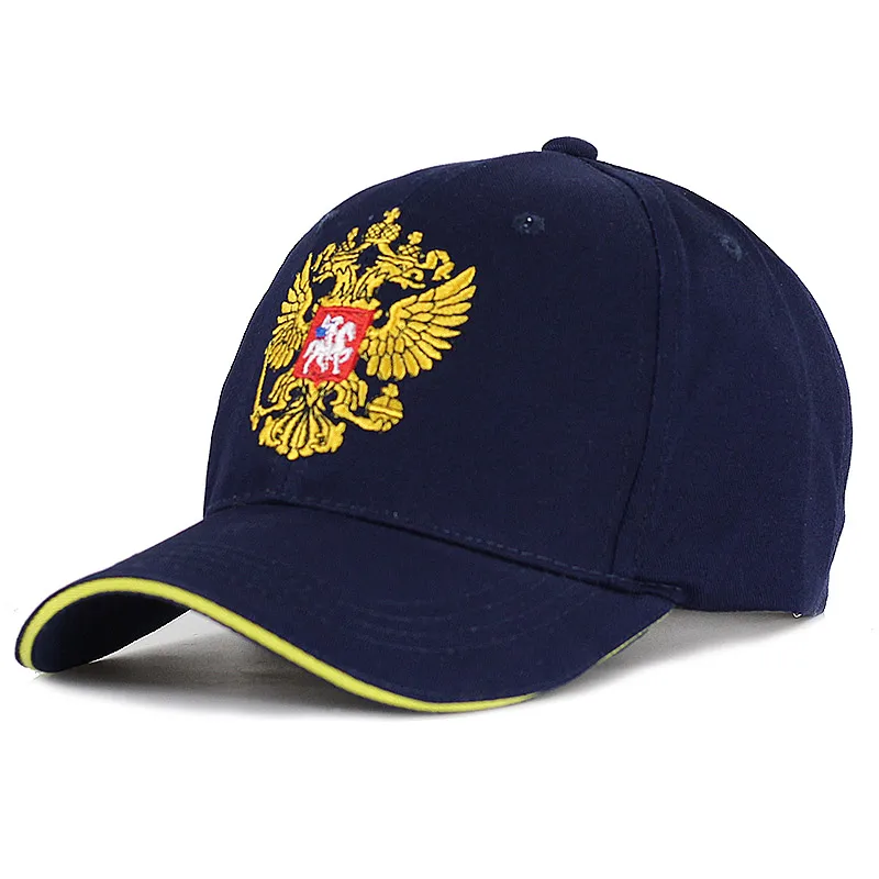 Хорошая вышивка унисекс хлопок Бейсболка герб России вышивка Snapback модные шапки для мужчин и женщин Патриот Кепка s - Цвет: Navy