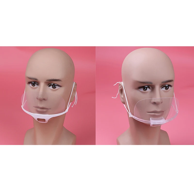 

1PCS Plastic Transparent White Catering Mask Health Care Hygienic Anti Fog Shield Mouth Cover Masks 2 Styles
