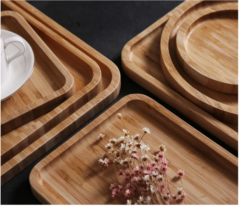 Direct bamboo wooden pallets solid wood tray rectangular bamboo tray wooden tray disc tea tray barbecue snack cake wooden plate