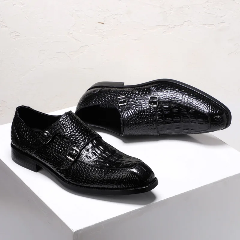 QYFCIOUFU/ г.; модная обувь на ремешке в стиле монах; официальная обувь высокого качества для свадьбы и офиса; Мужские модельные туфли из натуральной коровьей кожи; обувь из крокодиловой кожи
