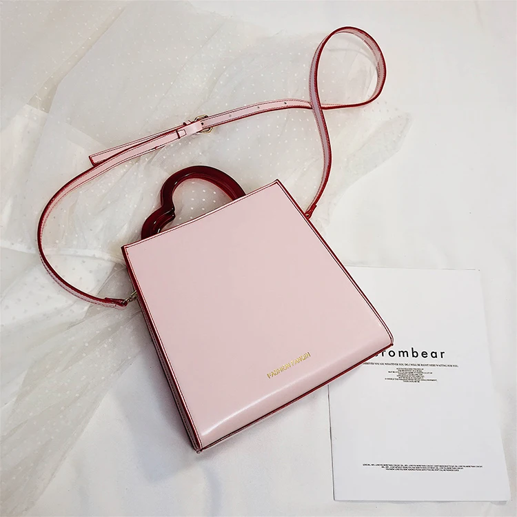 Красная ручка в форме сердца, модная женская сумка на плечо из искусственной кожи, сумка через плечо, дизайнерская сумка, женская сумка
