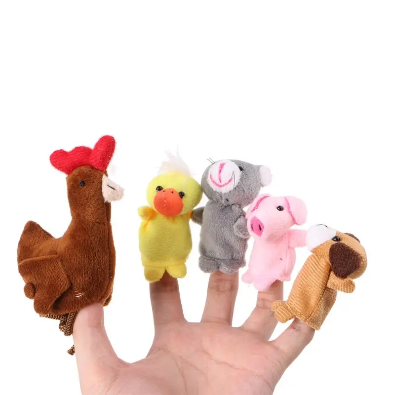

5Pcs Cartoon Animal Dolls Finger Puppets Set Mini Plush Baby Boys Girls Story Telling Hand Cloth Doll Educational Toys Finger P