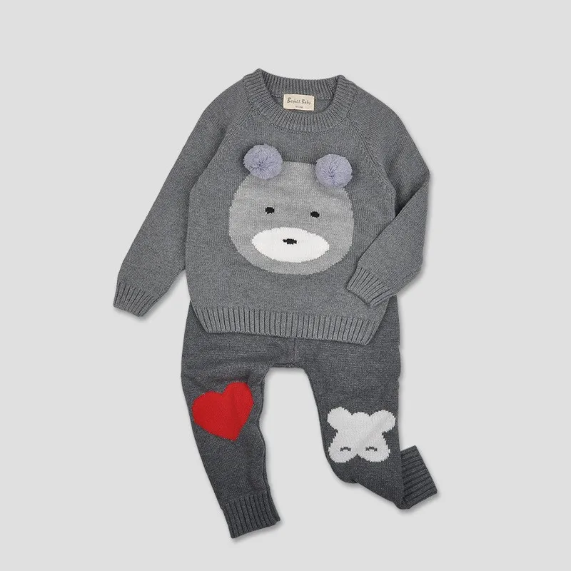 Детские свитера; Новинка; брендовые зимние пуловеры с рисунком головы медведя для маленьких мальчиков и девочек; вязаный свитер для малышей; топы для детей; детская одежда