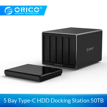 

ORICO NS500C3 5 Bay Type-C Hard Drive Dock Support 50TB storage USB3.1 5Gbps UASP with 12V6.5A Adapter Tool Free HDD Enclosure