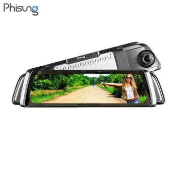 

Phisung 9.35in Touch Screen Dual Lens HD 1296P Car DVR Dash Camera Video Recorder Starlight Night Vision Car Rearview Mirror